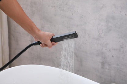 Elegant Furniture & Lighting - Henry Floor Mounted Roman Tub Faucet with Handshower in Matte Black - FAT-8002MBK veiw 6