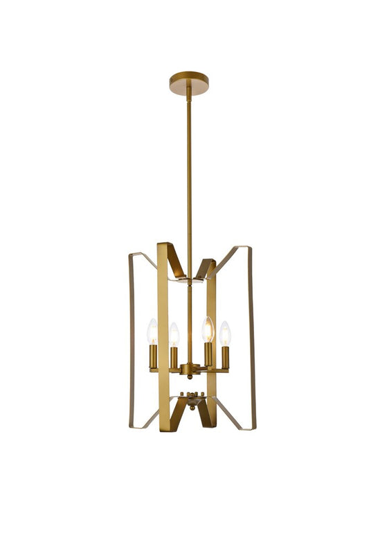 Elegant Furniture & Lighting - Hoffman 4 lights pendant in brass - LD7072D14BR veiw 1