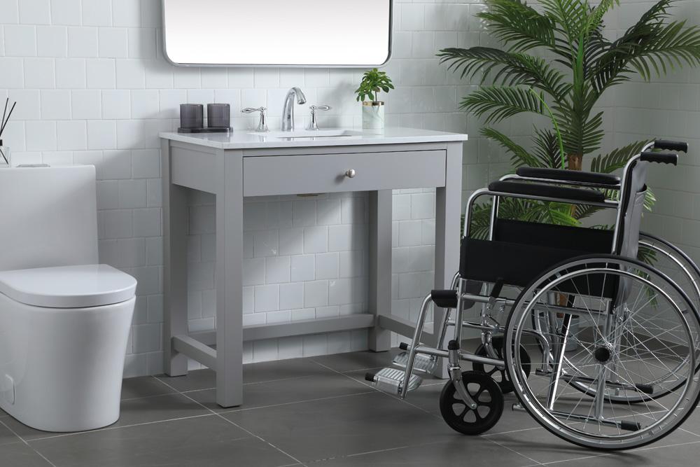Elegant Furniture & Lighting - Hudson 36 Inch Bathroom Vanity In Grey - VF14836GR veiw 3
