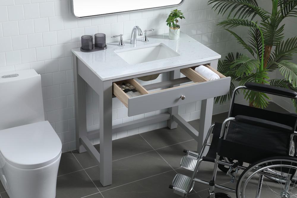 Elegant Furniture & Lighting - Hudson 36 Inch Bathroom Vanity In Grey - VF14836GR veiw 4