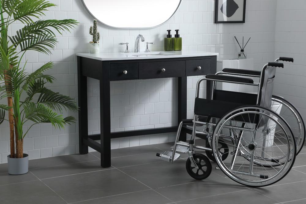 Elegant Furniture & Lighting - Hudson 42 Inch Bathroom Vanity In Black - VF14842MBK veiw 3