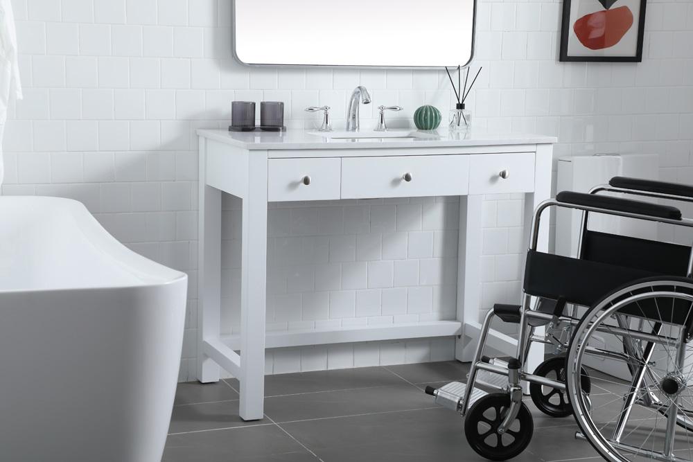 Elegant Furniture & Lighting - Hudson 42 Inch Bathroom Vanity In White - VF14842WH veiw 3