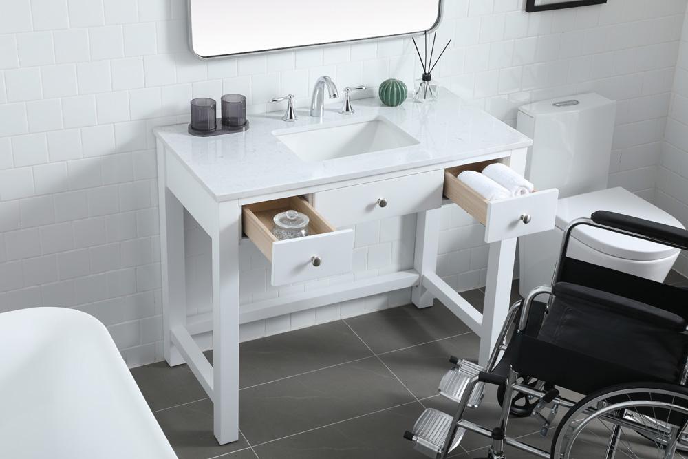 Elegant Furniture & Lighting - Hudson 42 Inch Bathroom Vanity In White - VF14842WH veiw 4