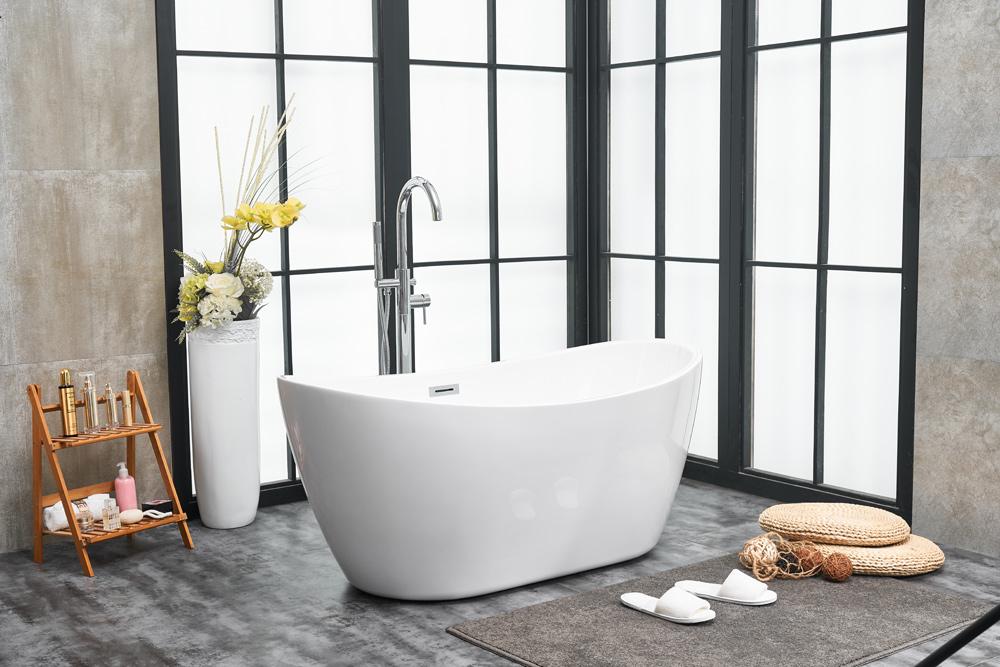 Elegant Furniture & Lighting - Ines 54 inch soaking double slipper bathtub in glossy white - BT10354GW veiw 7