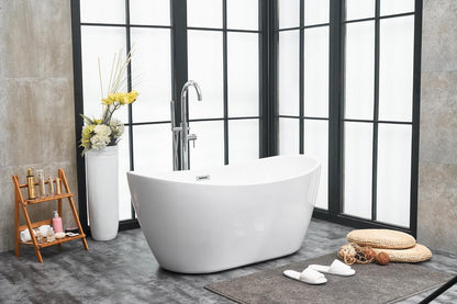 Elegant Furniture & Lighting - Ines 54 inch soaking double slipper bathtub in glossy white - BT10354GW veiw 7