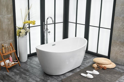 Elegant Furniture & Lighting - Ines 54 inch soaking double slipper bathtub in glossy white - BT10354GW veiw 8