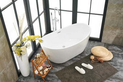 Elegant Furniture & Lighting - Ines 54 inch soaking double slipper bathtub in glossy white - BT10354GW veiw 9