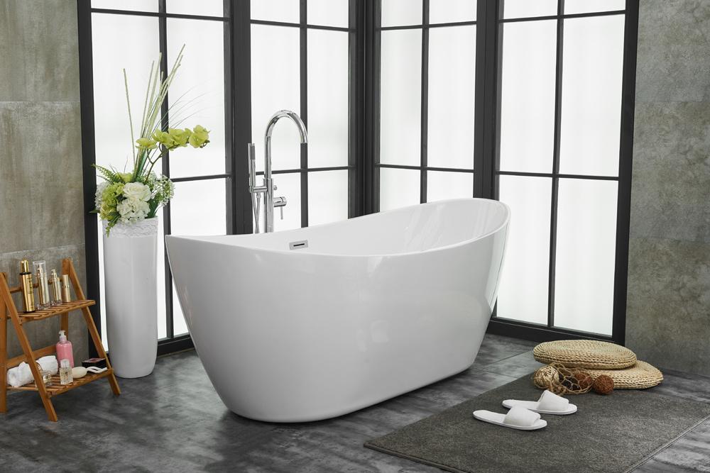 Elegant Furniture & Lighting - Ines 72 inch soaking double slipper bathtub in glossy white - BT10372GW veiw 7
