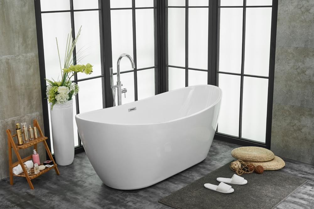 Elegant Furniture & Lighting - Ines 72 inch soaking double slipper bathtub in glossy white - BT10372GW veiw 8
