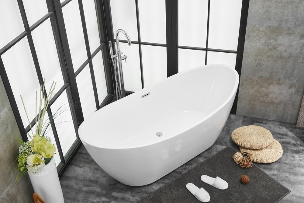 Elegant Furniture & Lighting - Ines 72 inch soaking double slipper bathtub in glossy white - BT10372GW veiw 9