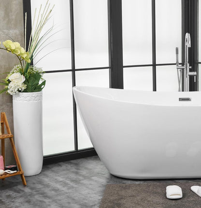 Elegant Furniture & Lighting - Ines 72 inch soaking double slipper bathtub in glossy white - BT10372GW veiw 10