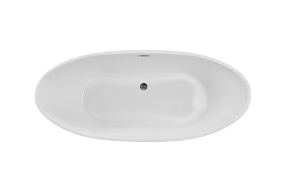 Elegant Furniture & Lighting - Ines 72 inch soaking double slipper bathtub in glossy white - BT10372GW veiw 14