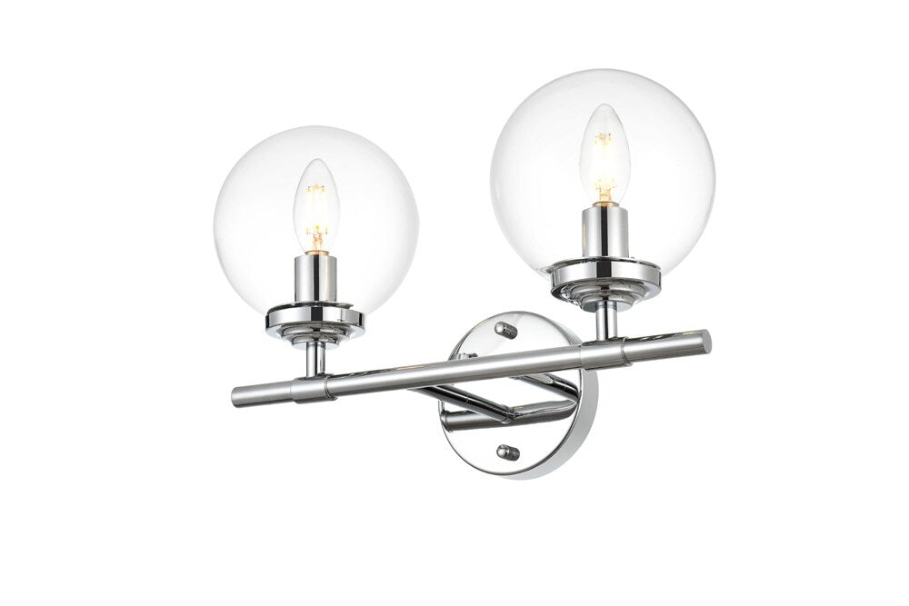 Elegant Furniture & Lighting - Ingrid 2 light Chrome and Clear Bath Sconce - LD7302W15CH veiw 1
