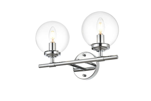 Elegant Furniture & Lighting - Ingrid 2 light Chrome and Clear Bath Sconce - LD7302W15CH veiw 1