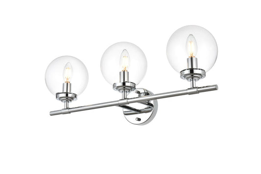 Elegant Furniture & Lighting - Ingrid 3 light Chrome and Clear Bath Sconce - LD7302W24CH veiw 1