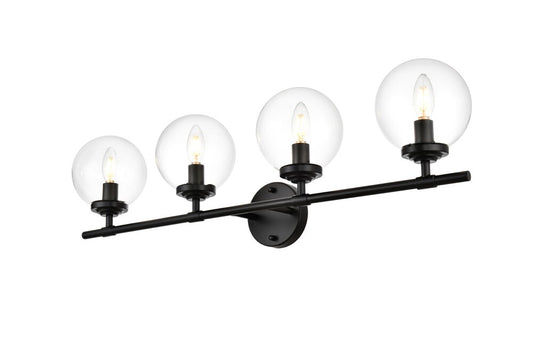 Elegant Furniture & Lighting - Ingrid 4 light Black and Clear Bath Sconce - LD7302W33BLK veiw 1