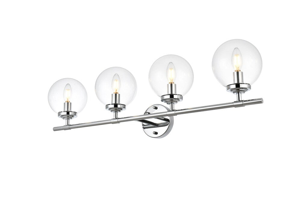 Elegant Furniture & Lighting - Ingrid 4 light Chrome and Clear Bath Sconce - LD7302W33CH veiw 1