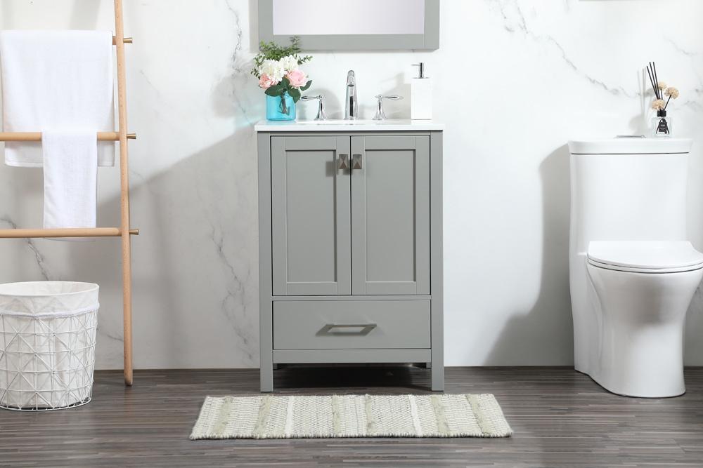 Elegant Furniture & Lighting - Irene 24 inch Single bathroom vanity in grey - VF18824GR veiw 2