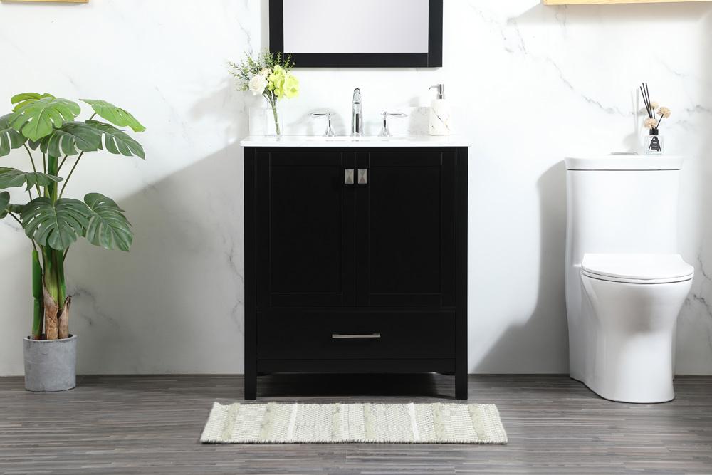 Elegant Furniture & Lighting - Irene 30 inch Single bathroom vanity in black with backsplash - VF18830BK-BS veiw 2