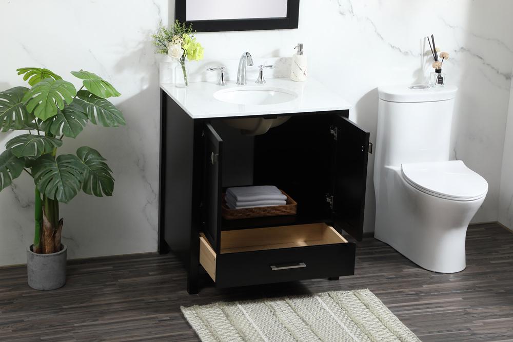 Elegant Furniture & Lighting - Irene 30 inch Single bathroom vanity in black with backsplash - VF18830BK-BS veiw 10