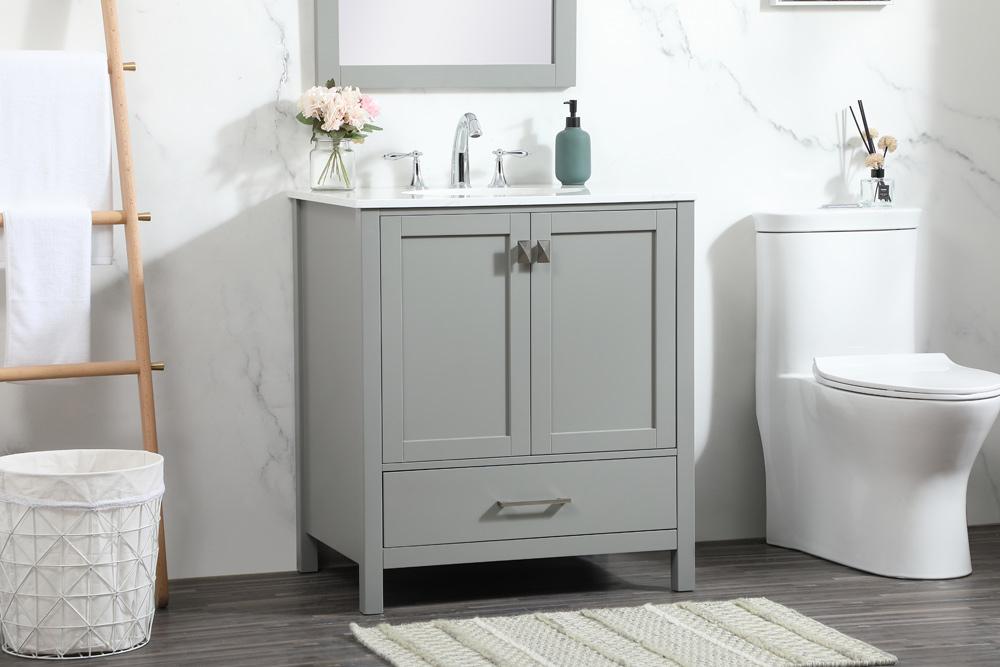 Elegant Furniture & Lighting - Irene 30 inch Single bathroom vanity in grey - VF18830GR veiw 9