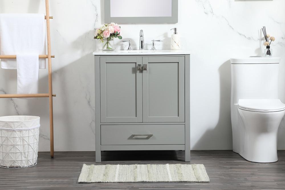 Elegant Furniture & Lighting - Irene 30 inch Single bathroom vanity in grey with backsplash - VF18830GR-BS veiw 2