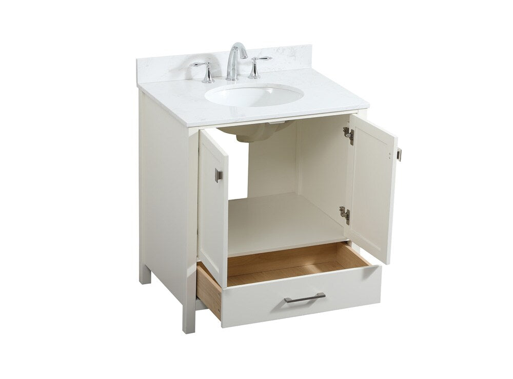 Elegant Furniture & Lighting - Irene 30 inch Single bathroom vanity in white with backsplash - VF18830WH-BS veiw 16