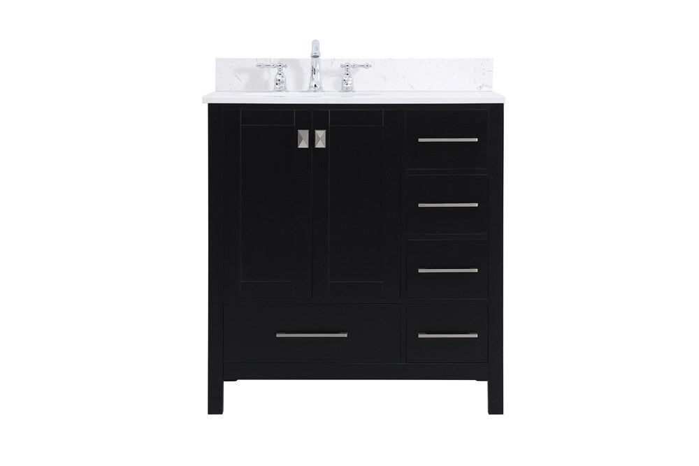 Elegant Furniture & Lighting - Irene 32 inch Single Bathroom Vanity in Black with Backsplash - VF18832BK-BS veiw 1