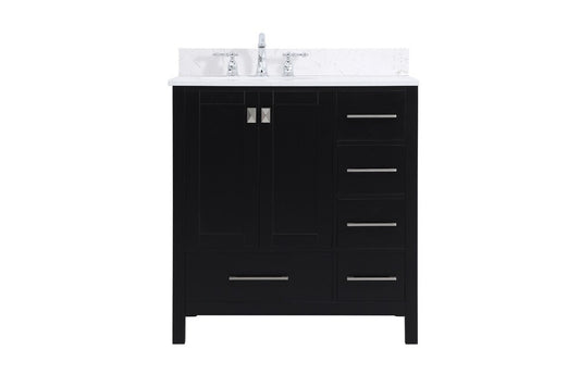 Elegant Furniture & Lighting - Irene 32 inch Single Bathroom Vanity in Black with Backsplash - VF18832BK-BS veiw 1