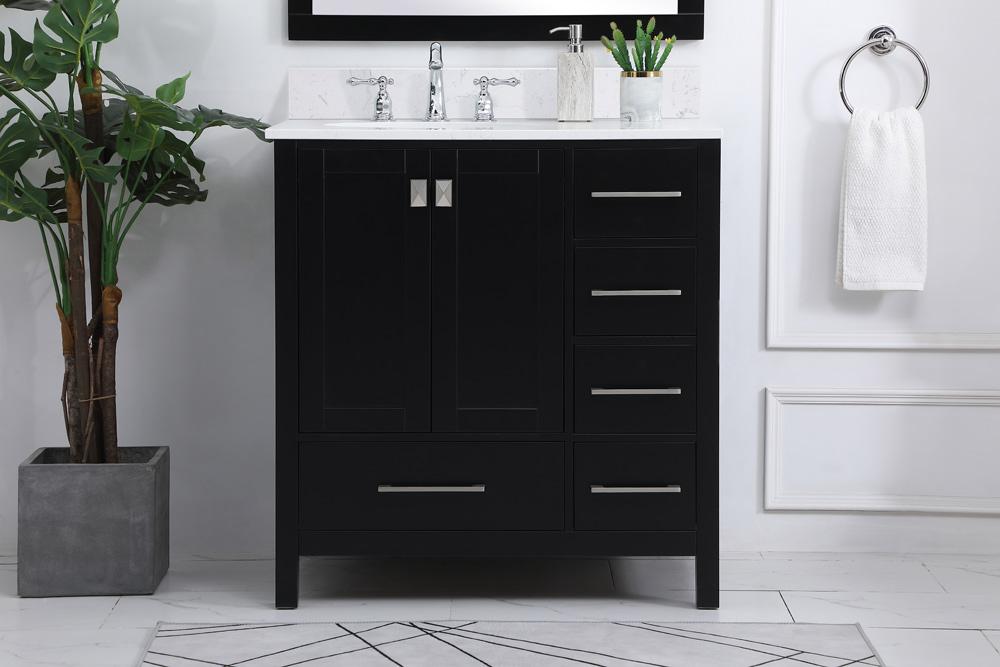 Elegant Furniture & Lighting - Irene 32 inch Single Bathroom Vanity in Black with Backsplash - VF18832BK-BS veiw 2