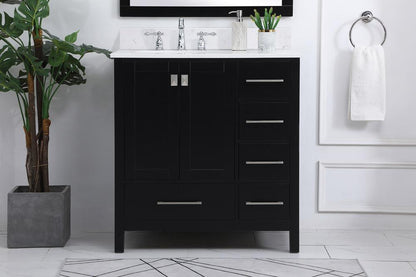 Elegant Furniture & Lighting - Irene 32 inch Single Bathroom Vanity in Black with Backsplash - VF18832BK-BS veiw 2
