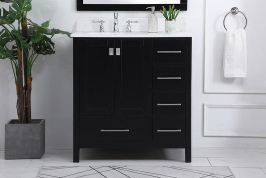 Elegant Furniture & Lighting - Irene 32 inch Single Bathroom Vanity in Black with Backsplash - VF18832BK-BS veiw 2