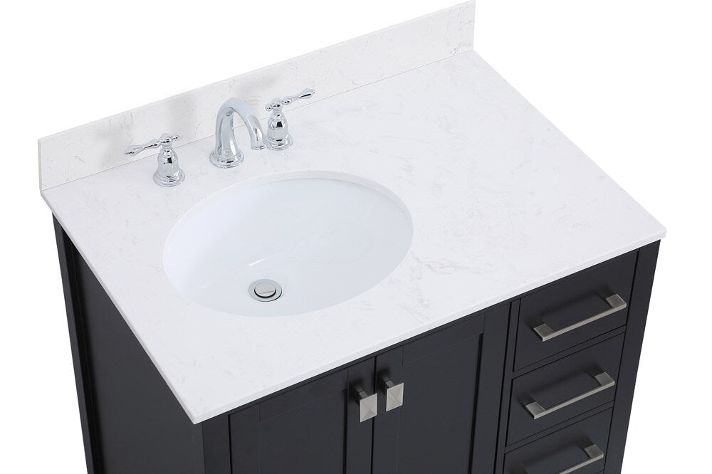 Elegant Furniture & Lighting - Irene 32 inch Single Bathroom Vanity in Black with Backsplash - VF18832BK-BS veiw 3