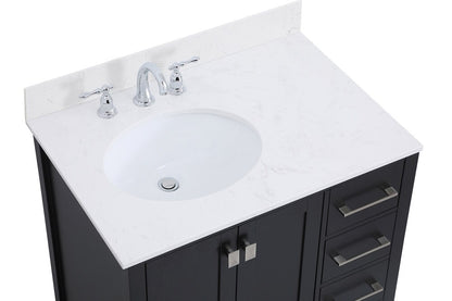 Elegant Furniture & Lighting - Irene 32 inch Single Bathroom Vanity in Black with Backsplash - VF18832BK-BS veiw 3