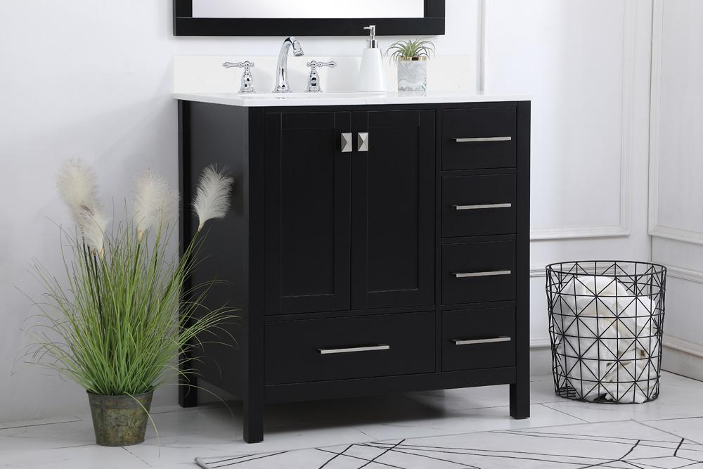 Elegant Furniture & Lighting - Irene 32 inch Single Bathroom Vanity in Black with Backsplash - VF18832BK-BS veiw 8