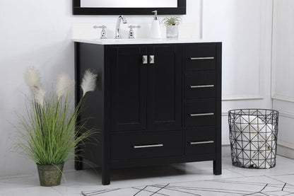 Elegant Furniture & Lighting - Irene 32 inch Single Bathroom Vanity in Black with Backsplash - VF18832BK-BS veiw 8