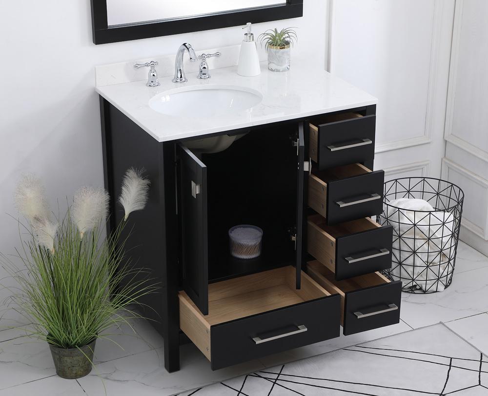Elegant Furniture & Lighting - Irene 32 inch Single Bathroom Vanity in Black with Backsplash - VF18832BK-BS veiw 9