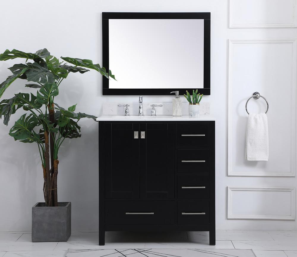 Elegant Furniture & Lighting - Irene 32 inch Single Bathroom Vanity in Black with Backsplash - VF18832BK-BS veiw 10