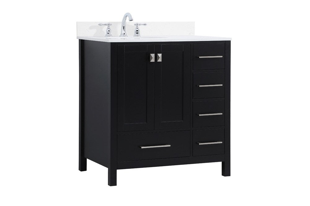 Elegant Furniture & Lighting - Irene 32 inch Single Bathroom Vanity in Black with Backsplash - VF18832BK-BS veiw 13