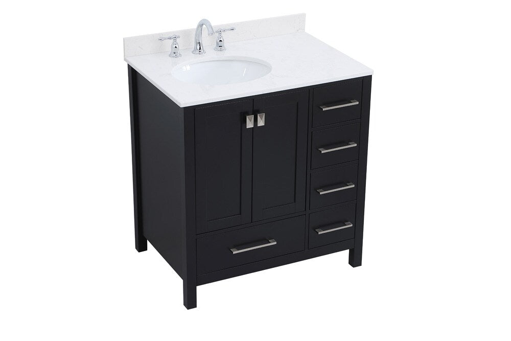 Elegant Furniture & Lighting - Irene 32 inch Single Bathroom Vanity in Black with Backsplash - VF18832BK-BS veiw 14