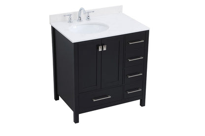 Elegant Furniture & Lighting - Irene 32 inch Single Bathroom Vanity in Black with Backsplash - VF18832BK-BS veiw 14