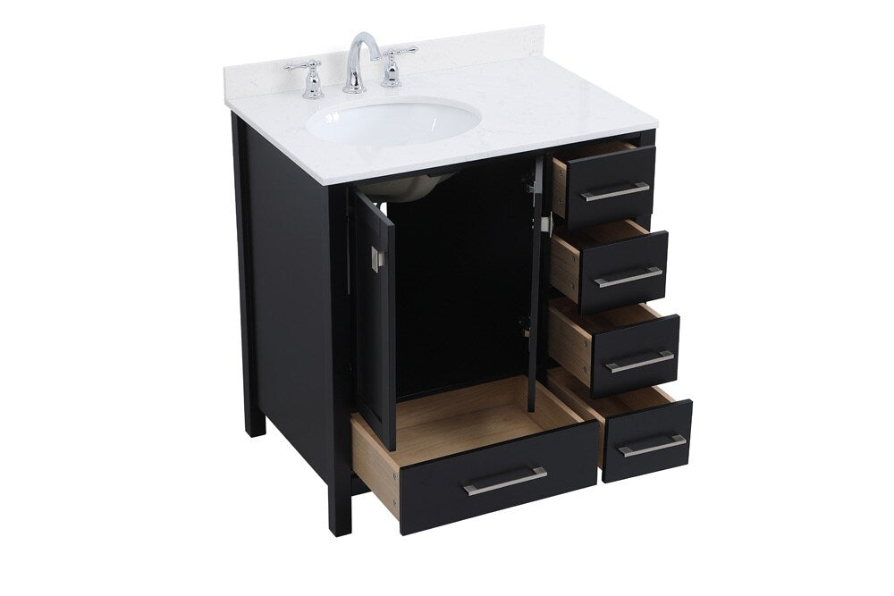 Elegant Furniture & Lighting - Irene 32 inch Single Bathroom Vanity in Black with Backsplash - VF18832BK-BS veiw 15