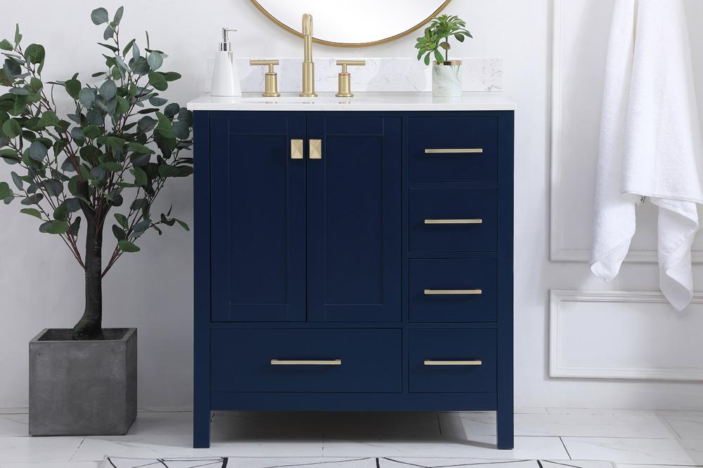 Elegant Furniture & Lighting - Irene 32 inch Single Bathroom Vanity in Blue with Backsplash - VF18832BL-BS veiw 2