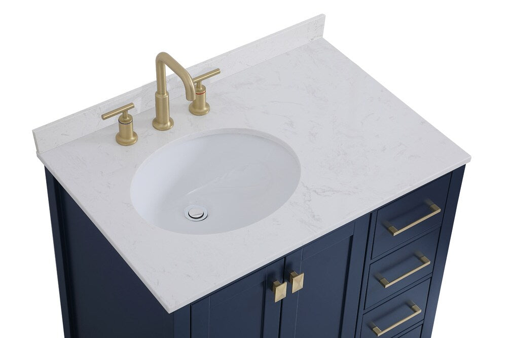 Elegant Furniture & Lighting - Irene 32 inch Single Bathroom Vanity in Blue with Backsplash - VF18832BL-BS veiw 3