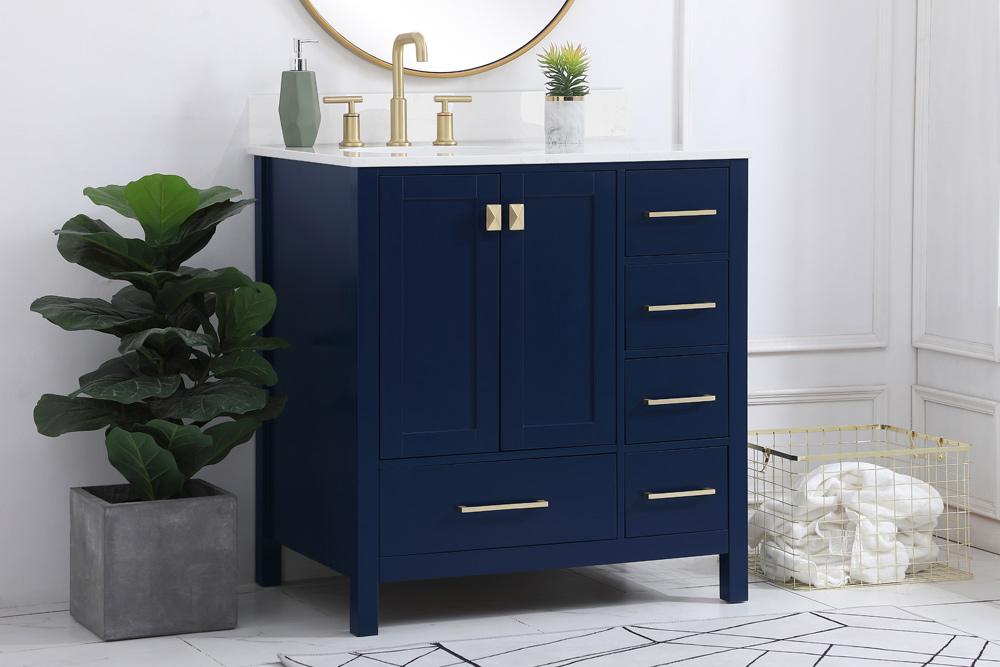 Elegant Furniture & Lighting - Irene 32 inch Single Bathroom Vanity in Blue with Backsplash - VF18832BL-BS veiw 8