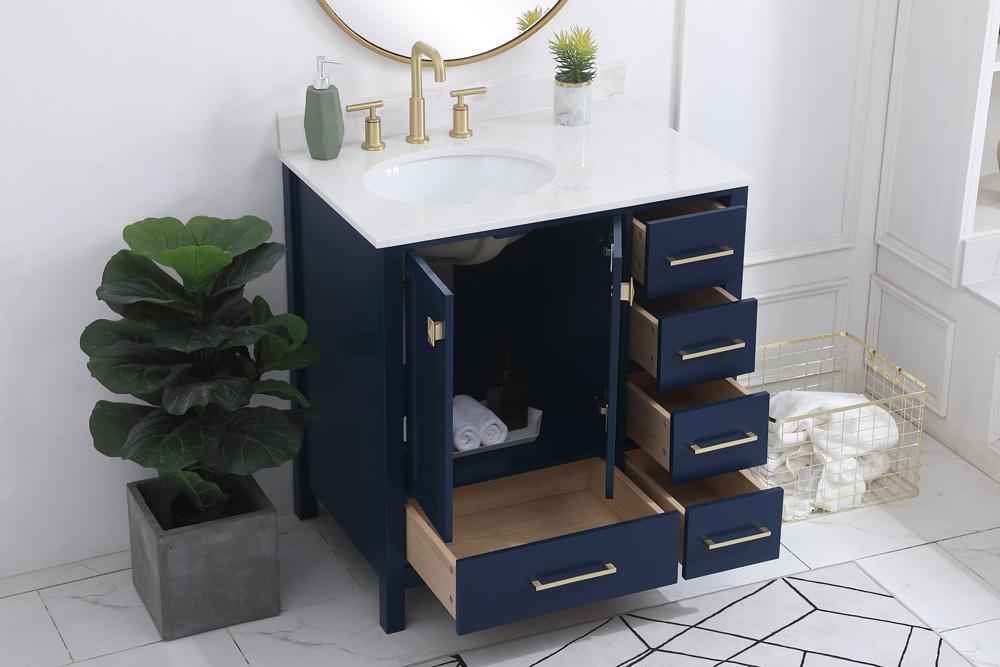 Elegant Furniture & Lighting - Irene 32 inch Single Bathroom Vanity in Blue with Backsplash - VF18832BL-BS veiw 9
