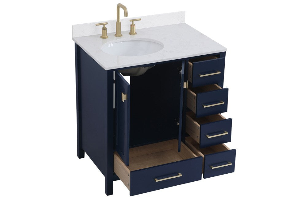 Elegant Furniture & Lighting - Irene 32 inch Single Bathroom Vanity in Blue with Backsplash - VF18832BL-BS veiw 15
