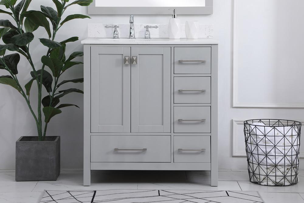 Elegant Furniture & Lighting - Irene 32 inch Single Bathroom Vanity in Gray with Backsplash - VF18832GR-BS veiw 2