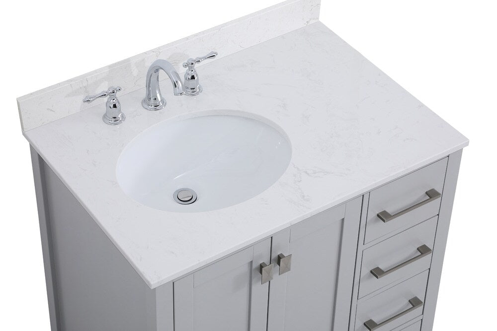Elegant Furniture & Lighting - Irene 32 inch Single Bathroom Vanity in Gray with Backsplash - VF18832GR-BS veiw 3