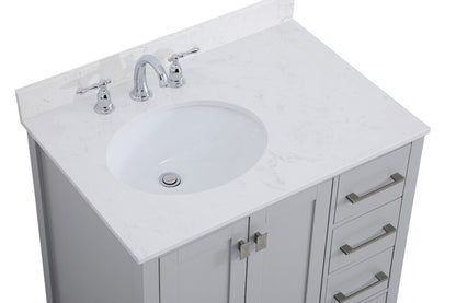 Elegant Furniture & Lighting - Irene 32 inch Single Bathroom Vanity in Gray with Backsplash - VF18832GR-BS veiw 3